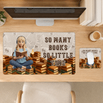 Personalized 3D-Effect Artwork Cartoon Book-Reading Character Non-Slip Mouse Pad Desk Mat with Photo Text and Name Office Gift for Book Lovers