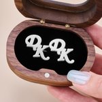 Personalised Multicolour Fashion Initial Cufflink with Wooden Box Daily UseWedding Anniversary Birthday Gift for Groomsmen Husbands