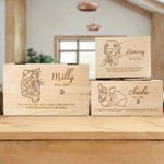 Personalized Engraved Pet Portrait Wooden Memory Storage Box with Name Text and Year Loss of Pet Memorial Gift for Pet Owner Lover