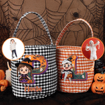 Personalized Halloween Theme Pumpkin Cartoon Character Photo Candy Basket with Name and Initial Trick or Treat Halloween Party Gift for Boys Girls