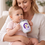 Vaso con boquilla y aislamiento térmico de 10 oz, personalizado con un diseño artístico infantil en 3D con efecto nube, con iniciales y nombre; regalo de cumpleaños o para baby shower para niños