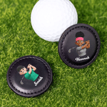 Personalised 3D-Effect Artwork Cartoon Character PU Leather Magnetic Golf Ball Marker with Name Birthday Game Day Gift for Golf Lovers Players