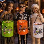 Personalized Cute Spooky Design LED Light Bucket Bag with Name Trick or Treat Halloween Party Gift for Kids