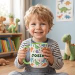 Personalised Colourful 3D-Effect Artwork Dinosaur 11 oz 15 oz Ceramic Mug with Name Birthday Gift for Dinosaur Lover Kid