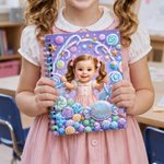 Personalised 3D-Effect Artwork Fantasy Angel Kid Photo A5 Spiral Journal Notebook with Name Daily Use Back to School Birthday Gift for Kids Students