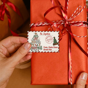 Personalised Stamp Style Christmas Tree Reindeer Waterproof Stickers with Name Christmas Party Gift for Family Kids
