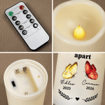 Personlig LED-lys uten flamme med 1–3 sommerfugler, navn og dato – en minnegave til venner og familie
