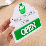 Personalised Cupcake Pattern Multicolour Acrylic Open or Closed Sign with Shop Name Bakery Decor Birthday Opening Gift for Shop Owner Baker