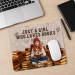 Personalized 3D-Effect Artwork Cartoon Book-Reading Character Non-Slip Mouse Pad Desk Mat with Photo Text and Name Office Gift for Book Lovers