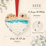Personalised Sandbeach Wave Seashell Design Heart Round Glass Ornament with Name and Date Home Decor Anniversary Birthday Gift for Couples