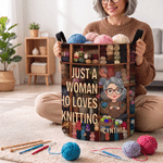 Personalized Cartoon Knitting Character Waterproof Laundry Storage Basket with Handle and Name Housewarming Birthday Gift for Knitting Sewing Lovers