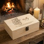 Personalized Engraved Pet Portrait Wooden Memory Storage Box with Name Text and Year Loss of Pet Memorial Gift for Pet Owner Lover