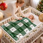 Personalised Multicolour Checkered Background Soft Throw Blanket with Initial and Name Christmas Baptism Birthday Gift for Kids Family