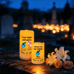 Personlig LED-lys uten flamme med 1–3 sommerfugler, navn og dato – en minnegave til venner og familie