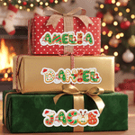 Personalised Reindeer Snowman Waterproof Stickers with Name Christmas Party Gift for Family Kids