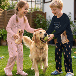 Personalised Pet Photo Fun Soft Long-Sleeve Lounge Pyjama Set with Name Home Wear Birthday Gift for Pet Owners Kids Family