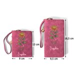 Cartera para mujer personalizada de cuero PU con flor de nacimiento y nombre regalo de cumpleaños y Día de la Madre para madres y abuelas
