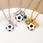 Personalized Dainty Soccer Initial Necklace with Birthstone Game Day Sport Party Gift for Soccer Player Lover