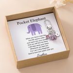 Personalized Cute Elephant Birthstone Keychain with Initial Charm and Card Travel Birthday Gift for Travelers Friends Elephant Lovers