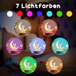 Personalisiertes Tiermotiv LED-Nachtlicht | mit Namen und Mondsichel | USB-betrieben | Kinderzimmer Deko | Geburtstagsgeschenk für Kinder