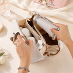 Personalized Semi-Realistic Art Style Photo Birth Flower PU Leather Makeup Bag with Name Daily Use Travel Birthday Gift for Women Friends