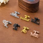 Personalised Multicolour Fashion Initial Cufflink with Wooden Box Daily UseWedding Anniversary Birthday Gift for Groomsmen Husbands