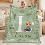 Personalised Sitting Cartoon Character Photo Multicolour Soft Throw Blanket with Name Home Decor Birthday Gift for Kids Family Friends