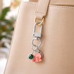 Personalized Cute Elephant Birthstone Keychain with Initial Charm and Card Travel Birthday Gift for Travelers Friends Elephant Lovers
