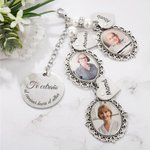 Colgante para ramo de novia personalizado de encaje con foto ovalada y colgante de corazón grabado regalo conmemorativo de boda para novias