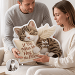 Personalised Sleeping Pet Photo Angel Wing Soft Cushion with Name and Year Home Decor Memorial Sympathy Gift for Dog Cat Owners