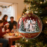 Personalized Family Photo Christmas Tree Acrylic Ornament with Year Home and Tree Decoration Christmas Gift for Family Friends
