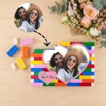 Personalised Heart-Shaped Photo Colourful Building Brick Puzzles with Name Home Decor Birthday Anniversary Gift for Couple Wife Mum