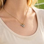 Personalized Dainty Soccer Initial Necklace with Birthstone Game Day Sport Party Gift for Soccer Player Lover