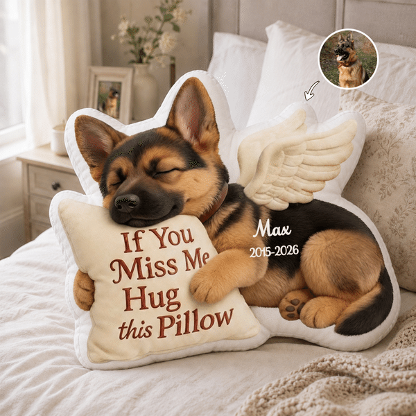 Personalised Sleeping Pet Photo Angel Wing Soft Cushion with Name and Year Home Decor Memorial Sympathy Gift for Dog Cat Owners