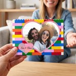 Personalised Heart-Shaped Photo Colourful Building Brick Puzzles with Name Home Decor Birthday Anniversary Gift for Couple Wife Mum