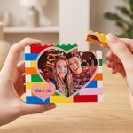 Personalised Heart-Shaped Photo Colourful Building Brick Puzzles with Name Home Decor Birthday Anniversary Gift for Couple Wife Mum