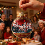 Personalized Family Photo Christmas Tree Acrylic Ornament with Year Home and Tree Decoration Christmas Gift for Family Friends