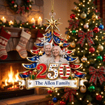 Personalized Family Photo Acrylic Christmas Tree Ornament with Name Hanging Decoration Christmas Gift for Couples Families Friends