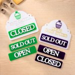 Personalised Cupcake Pattern Multicolour Acrylic Open or Closed Sign with Shop Name Bakery Decor Birthday Opening Gift for Shop Owner Baker