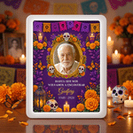 Personlig «Sugar Skull Marigold» LED-speilfotoramme med navn og bilde – minnegave til «De dødes dag» ved tap av en kjær