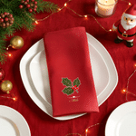 Personalized Christmas Theme Pattern 100% Cotton Reusable Table Napkin with Name Table Decor Christmas Birthday Gift for Family