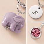 Personalized Cute Elephant Birthstone Keychain with Initial Charm and Card Travel Birthday Gift for Travelers Friends Elephant Lovers