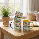 Personalised Colourful 3D-Effect Artwork Dinosaur 11 oz 15 oz Ceramic Mug with Name Birthday Gift for Dinosaur Lover Kid