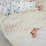 Personalised Cute Floral Elephant Initial Name Baby Security Blanket with Dotted Backing and Embroidery Text Birthday Baby Shower Gift for Boys Girls