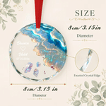 Personalised Sandbeach Wave Seashell Design Heart Round Glass Ornament with Name and Date Home Decor Anniversary Birthday Gift for Couples