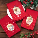 Personalisierte wiederverwendbare Serviette aus 100% Baumwolle mit Weihnachtsengel- oder Christkind-Motiv Weihnachtsgeschenk für Familie Freunde