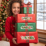 Personalised Reindeer Snowman Waterproof Stickers with Name Christmas Party Gift for Family Kids