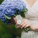 Colgante para ramo de novia personalizado de encaje con foto ovalada y colgante de corazón grabado regalo conmemorativo de boda para novias