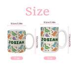 Personalised Colourful 3D-Effect Artwork Dinosaur 11 oz 15 oz Ceramic Mug with Name Birthday Gift for Dinosaur Lover Kid