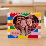 Personalised Heart-Shaped Photo Colourful Building Brick Puzzles with Name Home Decor Birthday Anniversary Gift for Couple Wife Mum